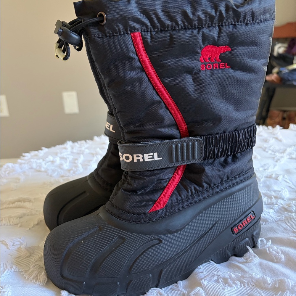 Sorel Black Boots with Red Highlights